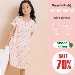 er5y5e ชุดนอนกระโปรงเด็ก 22ss/One piece pajamas kids – Peach (Pink)