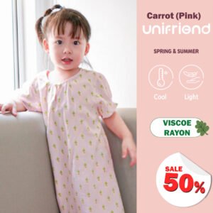 1 ชุดนอนกระโปรงเด็ก 22ss/One piece pajamas kids Carrot (Pink)