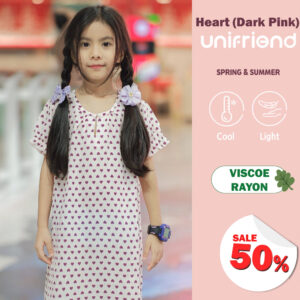2 ชุดนอนกระโปรงเด็ก 22ss/One piece pajamas kids – Heart (Dark Pink)