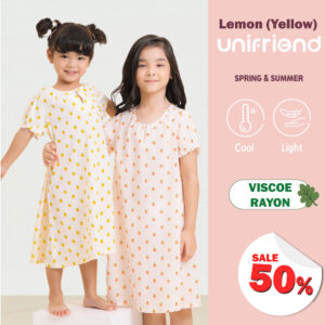 3 ชุดนอนกระโปรงเด็ก 22ss/One piece pajamas kids Lemon (Yellow)