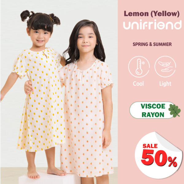 ชุดนอนกระโปรงเด็ก 22ss/One piece pajamas kids Lemon (Yellow)