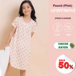 4 ชุดนอนกระโปรงเด็ก 22ss/One piece pajamas kids – Peach (Pink)