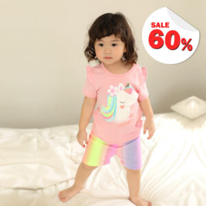 grg เสื้อผ้าเด็ก ชุดแขนสั้นขาสั้น 23ss/Pink Unicorn
