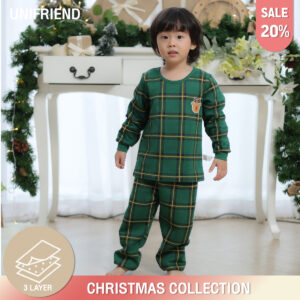 ชุดนอนเด็กแขนยาวขายาว 23fw/Thermal Rudolph Check (Green)