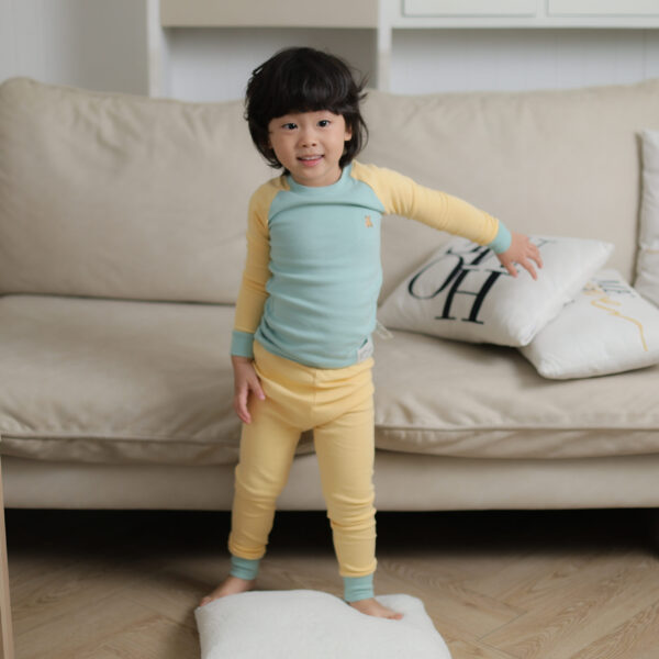 ชุดนอนเด็กแขนยาวขายาว 23fw/Span_Raglan Bear_(YE)_Raglan Bear (Mint)