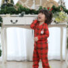 ชุดนอนเด็กแขนยาวขายาว 23fw/Thermal Santa Check (Red)