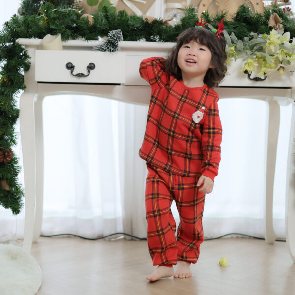 ชุดนอนเด็กแขนยาวขายาว 23fw/Thermal Santa Check (Red)