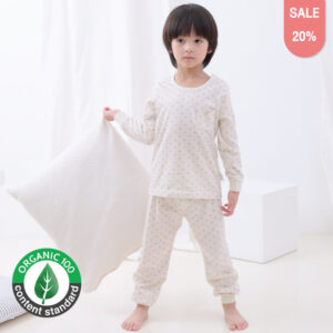 ชุดนอนเด็กแขนยาวขายาว 24ss/Organic Square dot