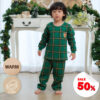 yrjyrj ชุดนอนเด็กแขนยาวขายาว 23fw/Thermal Rudolph Check (Green)