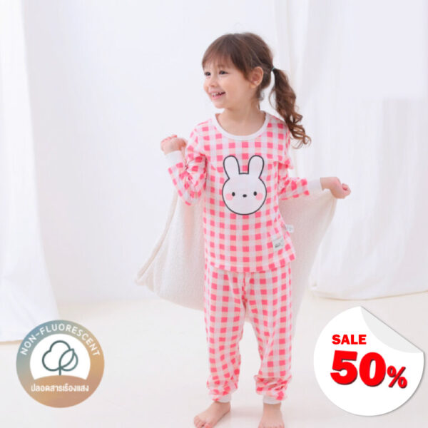 yuytu ชุดนอนเด็กแขนยาวขายาว Little Rabbit (PINK)