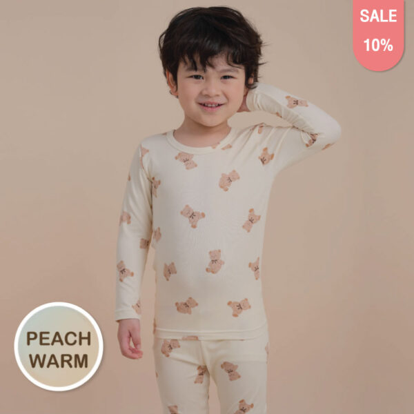 ชุดนอนเด็กแขนยาวขายาว 24fw/Peach Warm set Little Bear