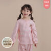 ชุดนอนเด็กผ้านุ่ม 24fw/Peach Warm Check Bear (Pink)