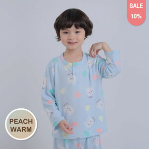 ชุดนอนเด็กผ้านุ่ม 24fw/Peach Warm Candy Bear (Blue)