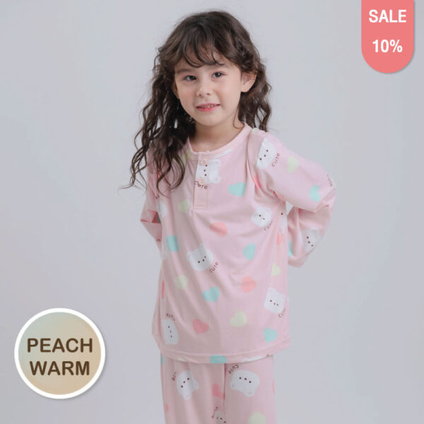 ชุดนอนเด็กผ้านุ่ม 24fw/Peach Warm Candy Bear (Pink)