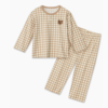 ชุดนอนเด็กผ้านุ่ม 24fw/Peach Warm Check Bear (Brown)