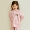 ชุดนอนเด็กผ้านุ่ม 24fw/Peach Warm Check Bear (Pink)