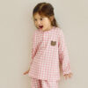 ชุดนอนเด็กผ้านุ่ม 24fw/Peach Warm Check Bear (Pink)