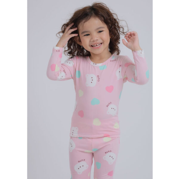 ชุดนอนเด็กแขนยาวขายาว 24fw/Peach Warm set Candy Bear (Pink)