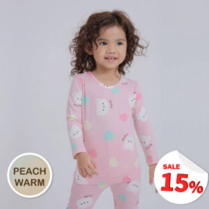 ttth ชุดนอนเด็กแขนยาวขายาว 24fw/Peach Warm set Candy Bear (Pink)