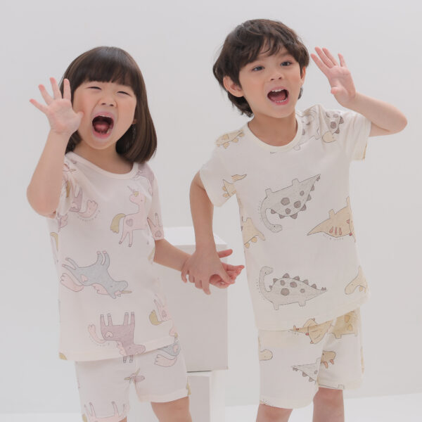 Pic (69) ชุดเสื้อแขนสั้นและกางเกงขาสั้น 5 ส่วน 25ss Organic Cotton Pinky Unicorn