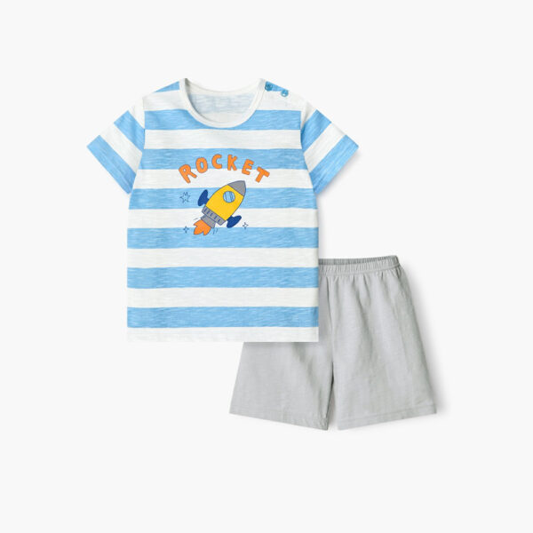 ชุดเสื้อแขนสั้นและกางเกงขาสั้น 5 ส่วน 25ss  Slub Cotton Rocket