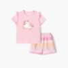 ชุดเสื้อแขนสั้นและกางเกงขาสั้น 5 ส่วน 25ss  Slub Cotton Sherbet Unicorn