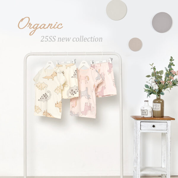 trt ชุดเสื้อแขนสั้นและกางเกงขาสั้น 5 ส่วน 25ss Organic Cotton Pinky Unicorn