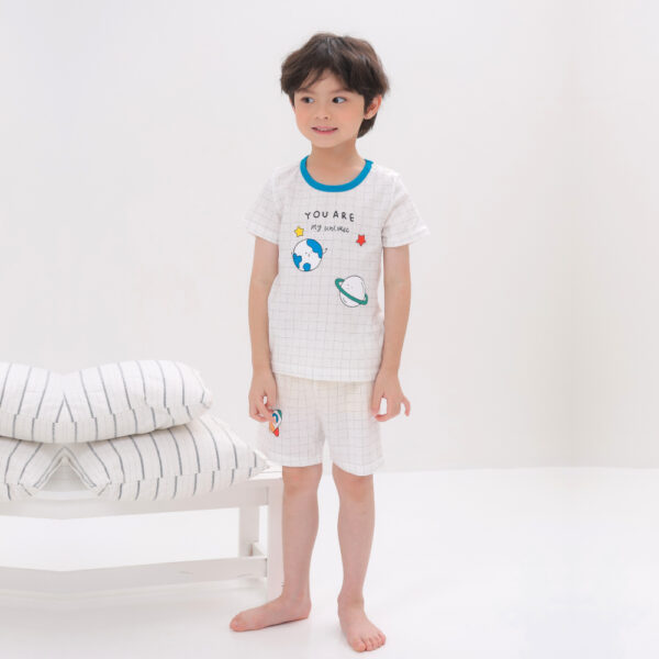 ชุดเสื้อแขนสั้นและกางเกงขาสั้น 5 ส่วน 25ss Single Cotton Universe