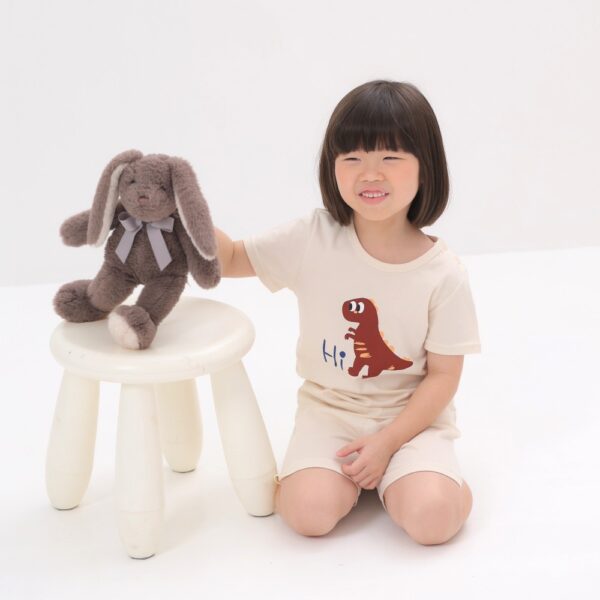 ฌฑฌ ชุดเสื้อแขนสั้นและกางเกงขาสั้น 5 ส่วน 25ss Organic Cotton Hi Dino