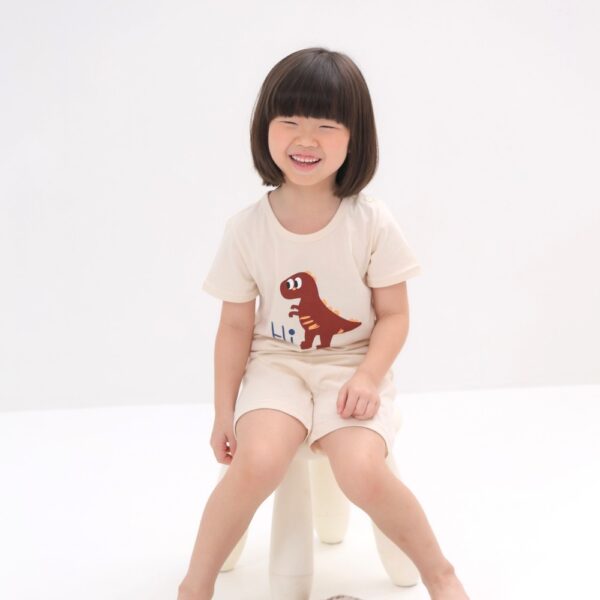 ํ๋๊ํษ๋ ชุดเสื้อแขนสั้นและกางเกงขาสั้น 5 ส่วน 25ss Organic Cotton Hi Dino