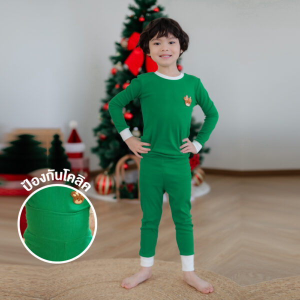 25FW/ชุดนอนเด็ก ป้องกันโคลิค Rudolph (GN)