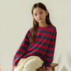 25FW/เสื้อยืดเด็กลายทาง Pre-dyed Striped long-sleeved T-shirt