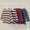 25FW/เสื้อยืดเด็กลายทาง Pre-dyed Striped long-sleeved T-shirt