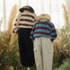 25FW/เสื้อยืดเด็กลายทาง Pre-dyed Striped long-sleeved T-shirt