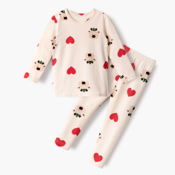 25FW/ ชุดนอนเด็ก ชุดตัวในเด็ก Peach Warm Heart Rudolph