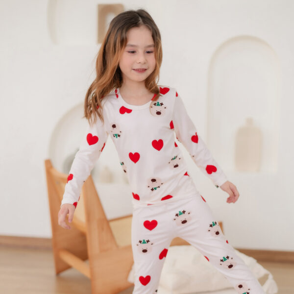 25FW/ ชุดนอนเด็ก ชุดตัวในเด็ก Peach Warm Heart Rudolph