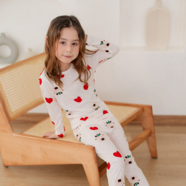 25FW/ ชุดนอนเด็ก ชุดตัวในเด็ก Peach Warm Heart Rudolph