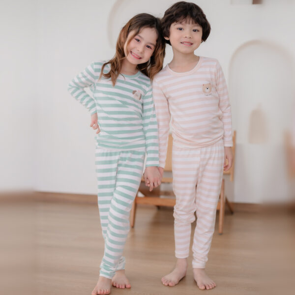 25FW/ ชุดนอนเด็ก ชุดตัวในเด็ก Peach Warm Puppy