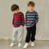 25FW/เสื้อยืดเด็กลายทาง Pre-dyed Striped long-sleeved T-shirt