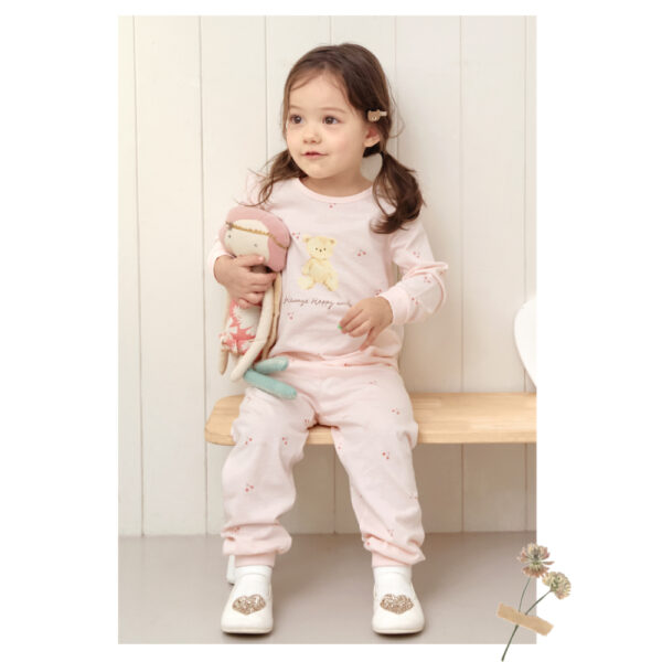 26SS/ชุดนอนเด็กแขนยาวขายาว Organic Cotton Cherry Bear