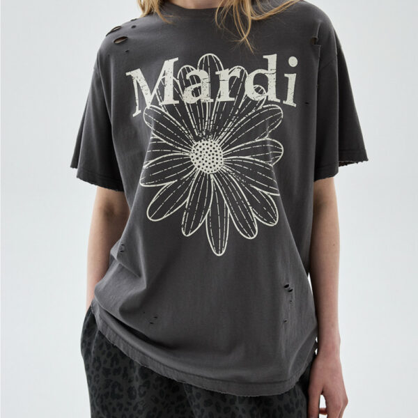 เสื้อยืด Mardi Mercredi TSHIRT FLOWERMARDI CRACKED DESTROYED