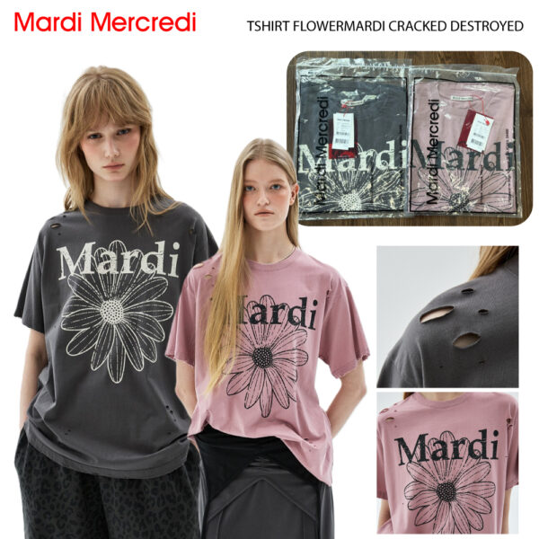 เสื้อยืด Mardi Mercredi TSHIRT FLOWERMARDI CRACKED DESTROYED