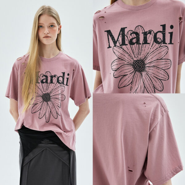 เสื้อยืด Mardi Mercredi TSHIRT FLOWERMARDI CRACKED DESTROYED
